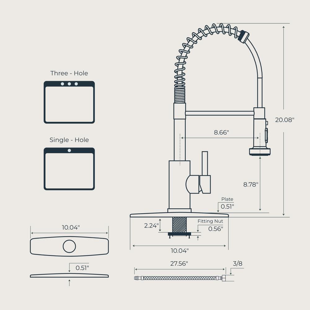 Black and Gold Stainless Steel High-Arc Kitchen Faucet with Pull-Out Spray