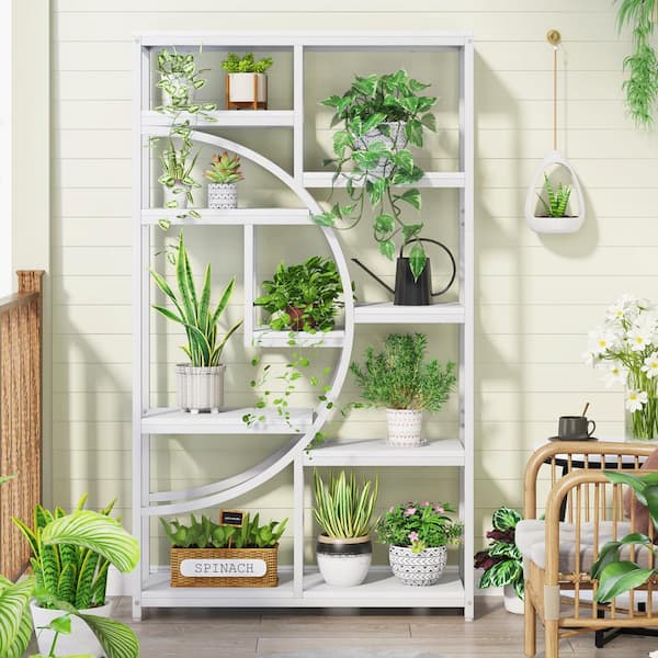 BYBLIGHT Eulas 68.89 in. Tall White Wood 9-Shelf Bookcase