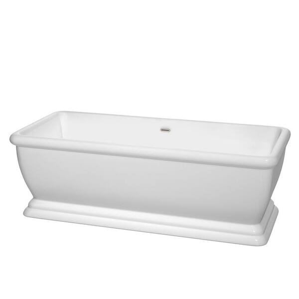 Wyndham Collection Candace 68 in. Acrylic Classic Flatbottom Non-Whirlpool Bathtub in White