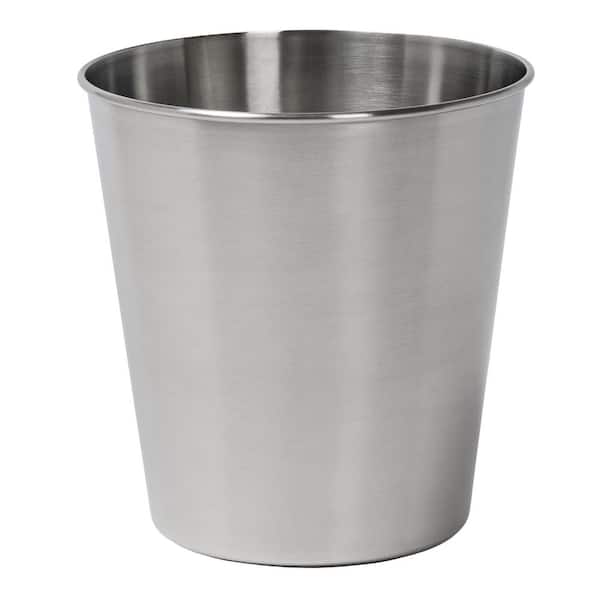 Nolan Modern Classic Smooth Steel 2 Gal. Wastebasket, Brushed Steel