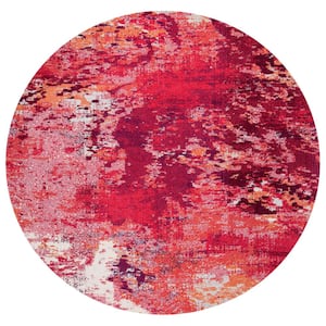 Madison Red/Ivory 7 ft. x 7 ft. Abstract Gradient Round Area Rug