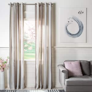 Beige/White Striped Grommet Sheer Curtain - 52 in. W x 84 in. L