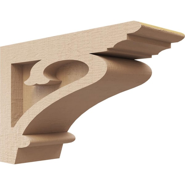 Ekena Millwork 2 in. x 4 in. x 6 in. Series 3 Classic Mayflower Rough Cedar Woodgrain Timberthane Polyurethane Corbel, Primed Tan