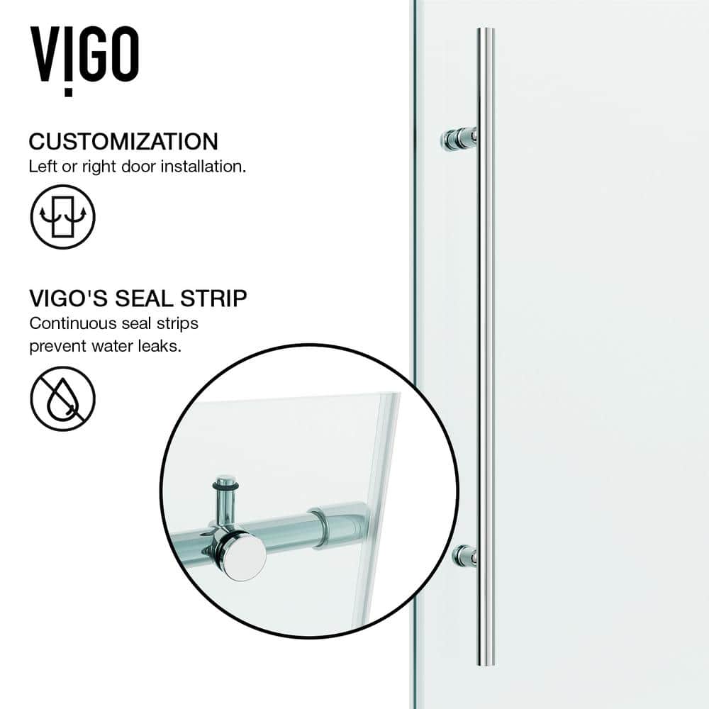 Elan E-Class Frameless Chrome Sliding Shower Door with Clear Glass