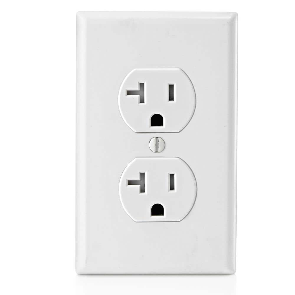 White Tamper Resistant Duplex Outlet with Wall Plate