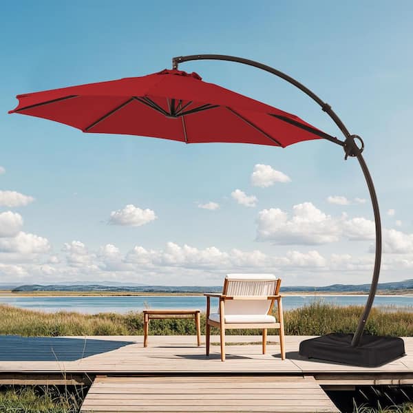 grand patio deluxe 10 ft aluminium offset umbrella 11 12 ft Cantilever Patio with Base, Round Large Umbrellas for Garden Deck Pool Grand patio Grandpatio 10 x 13 ft