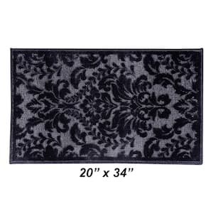 Nyla Collection Gray 20 in. x 34 in. Polyester Rectangle Area Rug