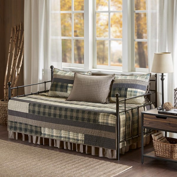 Winter Plains 5-Piece Tan Cotton Day Bed Coverlet Set