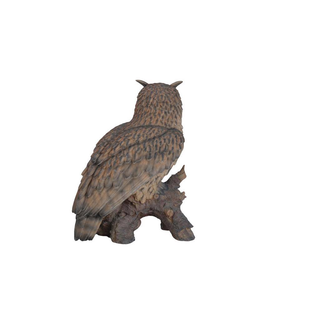 Lifelike Polyresin Eagle Owl on Stump Statue