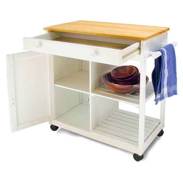 Catskill Craftsmen White Wood Base with Rubberwood Top Kitchen Island (30-in x 17.25-in x 34-in) Catskill Craftsmen White Wood Base with Rubberwood Top Kitchen Island (30-in x 17.25-in x 34-in)