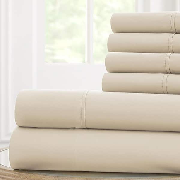Modern Threads Solid 6-Piece Microfiber Sheet With Antimicrobial Finish Tan Queen