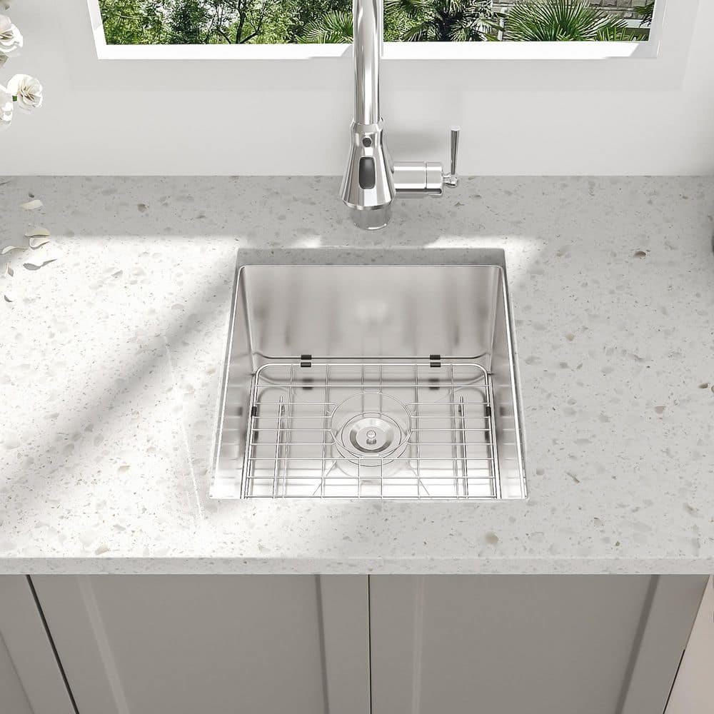 15 in. Undermount Single Bowl 16-Gauge Brushed Nickel Stainless Steel Kitch