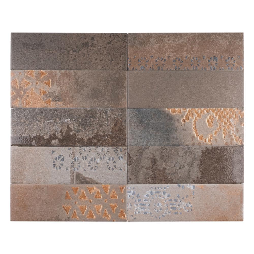 Mud Brown and Yellow Matte Porcelain Subway Tile