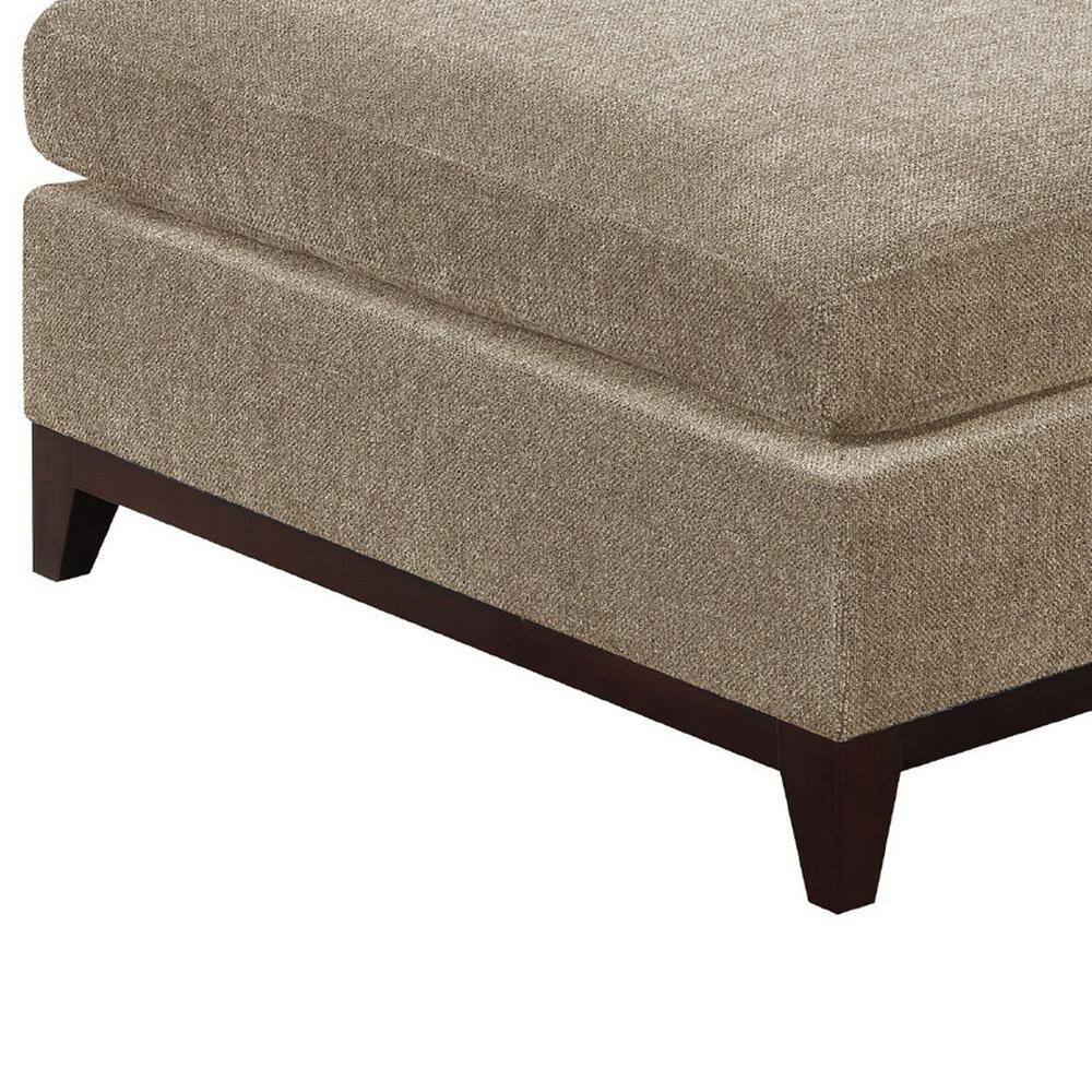 Chic Gray Chenille Tufted Cocktail Ottoman with Sleek Wooden Base