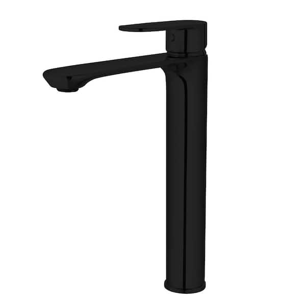 Mediterraneo Tall Single-Handle Single Hole Bathroom Faucet in Black