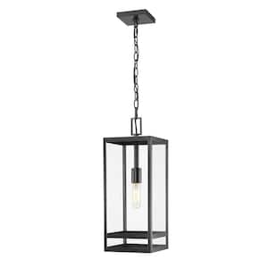 Nuri 1-Light Black Outdoor Chandelier with Clear Glass Shade