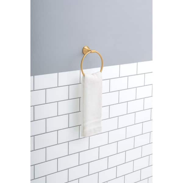 Foundations Design Series Modern Wall Mount Closed Towel Ring in Brushed Gold