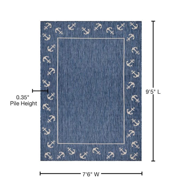 Anchor Rug Nautical Rug Boaters Rugs Navy White Floor Rug Beachy Rugs 3x5  4x6 5x7 5x8 8x10 Large Rug Beach Decor Anchors Rope Boating 