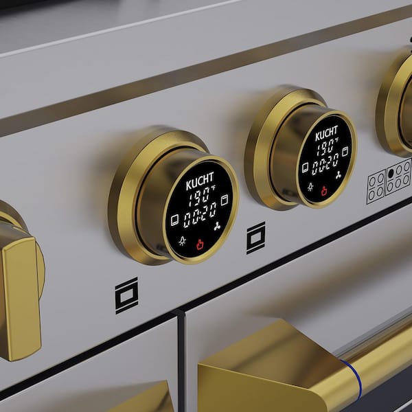 60 in. 7.9 cu. ft. 10 Burners Dual Fuel Range for Propane Gas in Stainless Steel with Gold accents Horus Thermostat