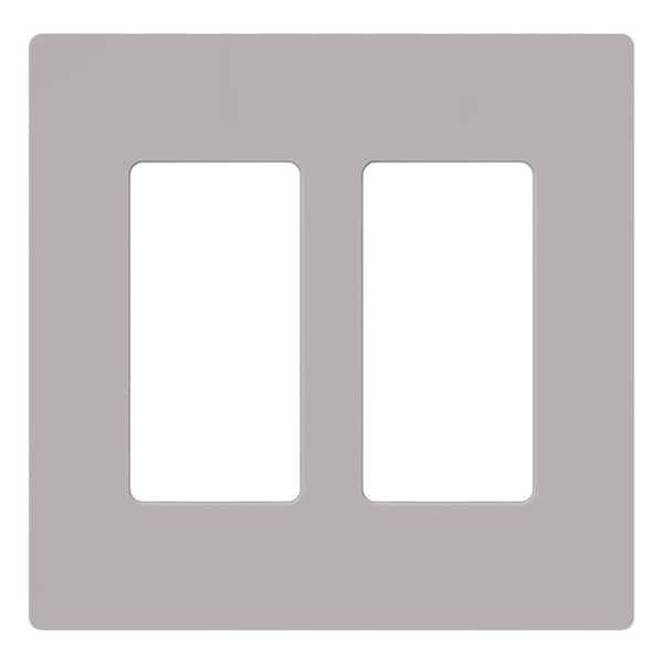 Lutron Claro 2 Gang Wall Plate for Decorator/Rocker Switches, Gloss, Gray (CW-2-GR) (1-Pack)