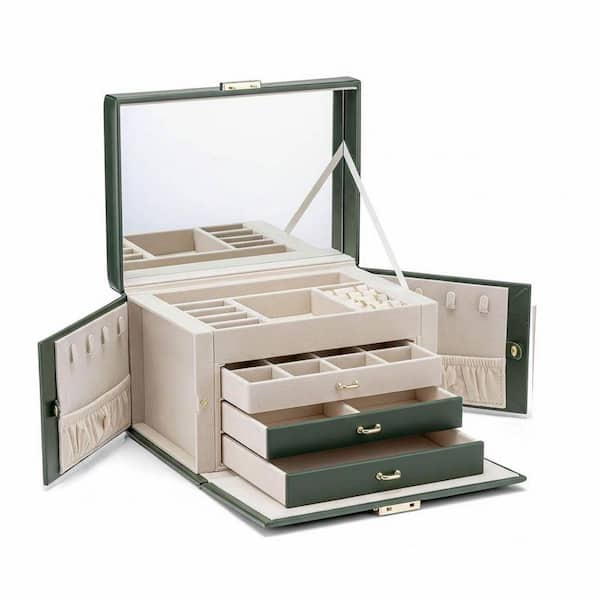 (KJC04-15)RAIKI Jewelry Box付 3段チェスト 展示品 4-Tier Jewelry Organizer with Lock, Mirror Jewelry Box for Earring