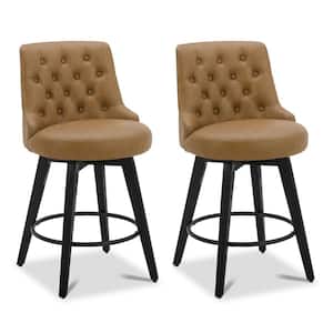Haynes 26 in. Cognac High Back Metal Counter Stool with Fabric Seat (Set of 2)