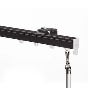 Euroscope 36 in. Non-Adjustable Single Traverse Window Curtain Rod Set in Black