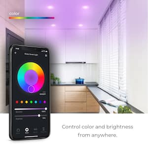 Wi-Fi Smart 4 in. Swivel LED Recessed Lighting Kit 2-Pack, Multi-Color Changing RGB, Tunable White, Wet Rated