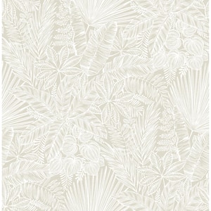 Vita White Off-White Botanical Matte Non Woven Wallpaper Roll