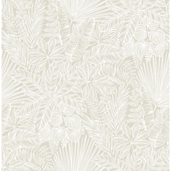 A-Street Prints Vita White Off-White Botanical Matte Non Woven Wallpaper Roll