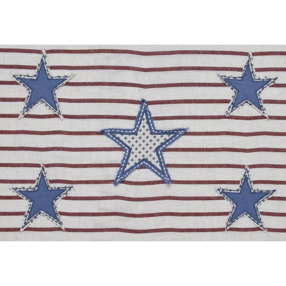 Patriotic Red Cream Blue Cotton Blend Throw Pillow