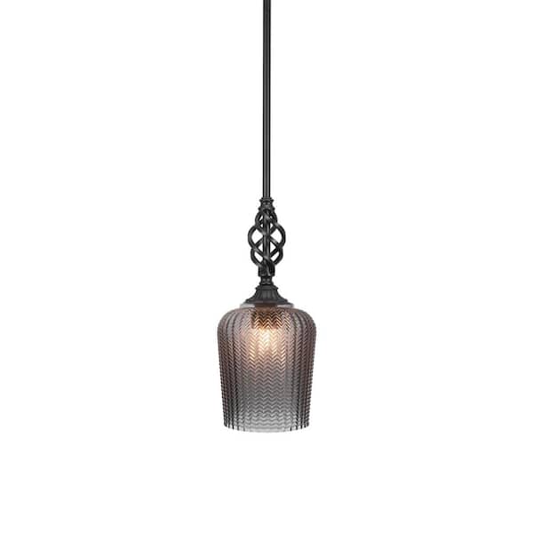 Unbranded Bridgewater 100 W 1-Light Matte Black Standard Mini Pendant Light with Glass Shade