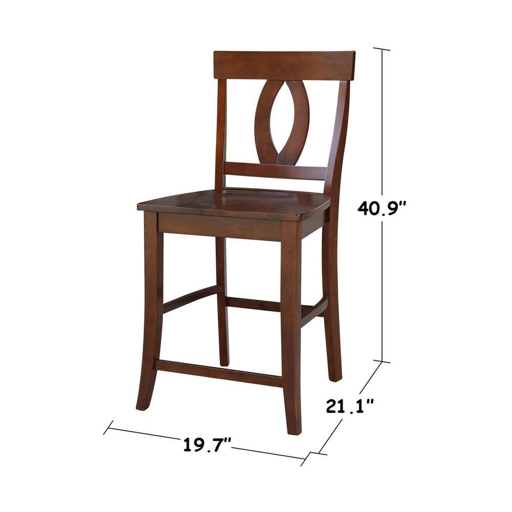 Elegant Roma Solid Hardwood Counter Height Barstool in Espresso