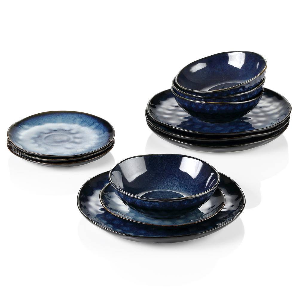 12-Piece of Porcelain Combination Set with Dinner Plate Service for 4 Series Neva Dessert Plate and Cereal Bowl vancasso 