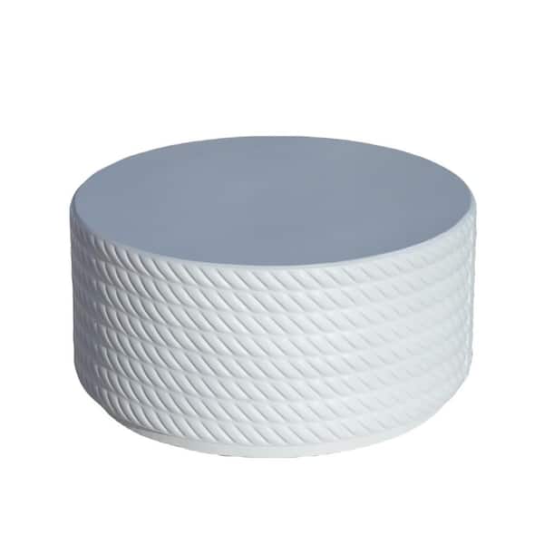 DIRECT WICKER Chest White Concrete Round Outdoor Coffee Table, End Table