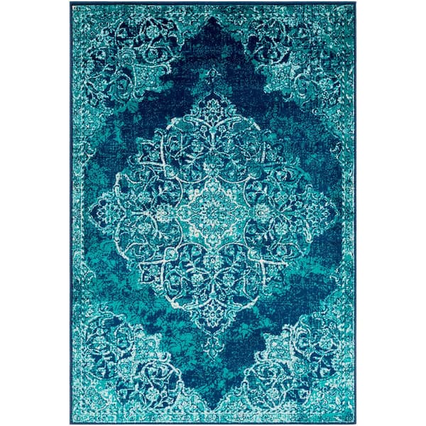 Sora Teal/Navy 7 ft. 9 in. x 11 ft. 2 in. Oriental Area Rug