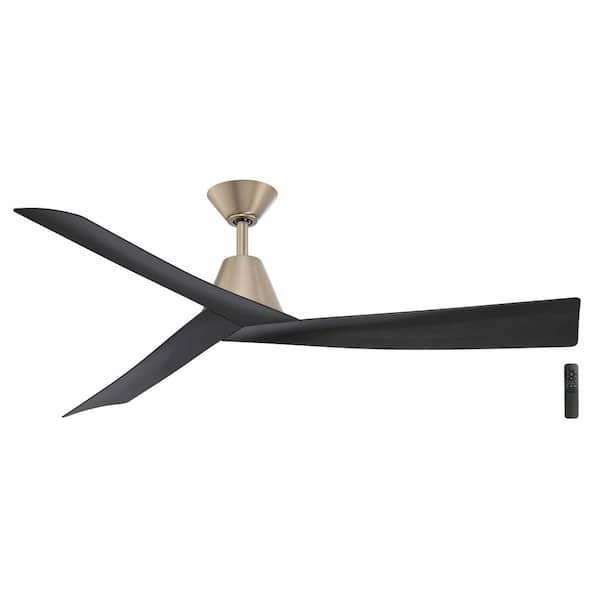Home Decorators Collection Easton 60 in. Indoor/Outdoor Brushed Gold with Matte Black Blades Ceiling Fan with Remote Included