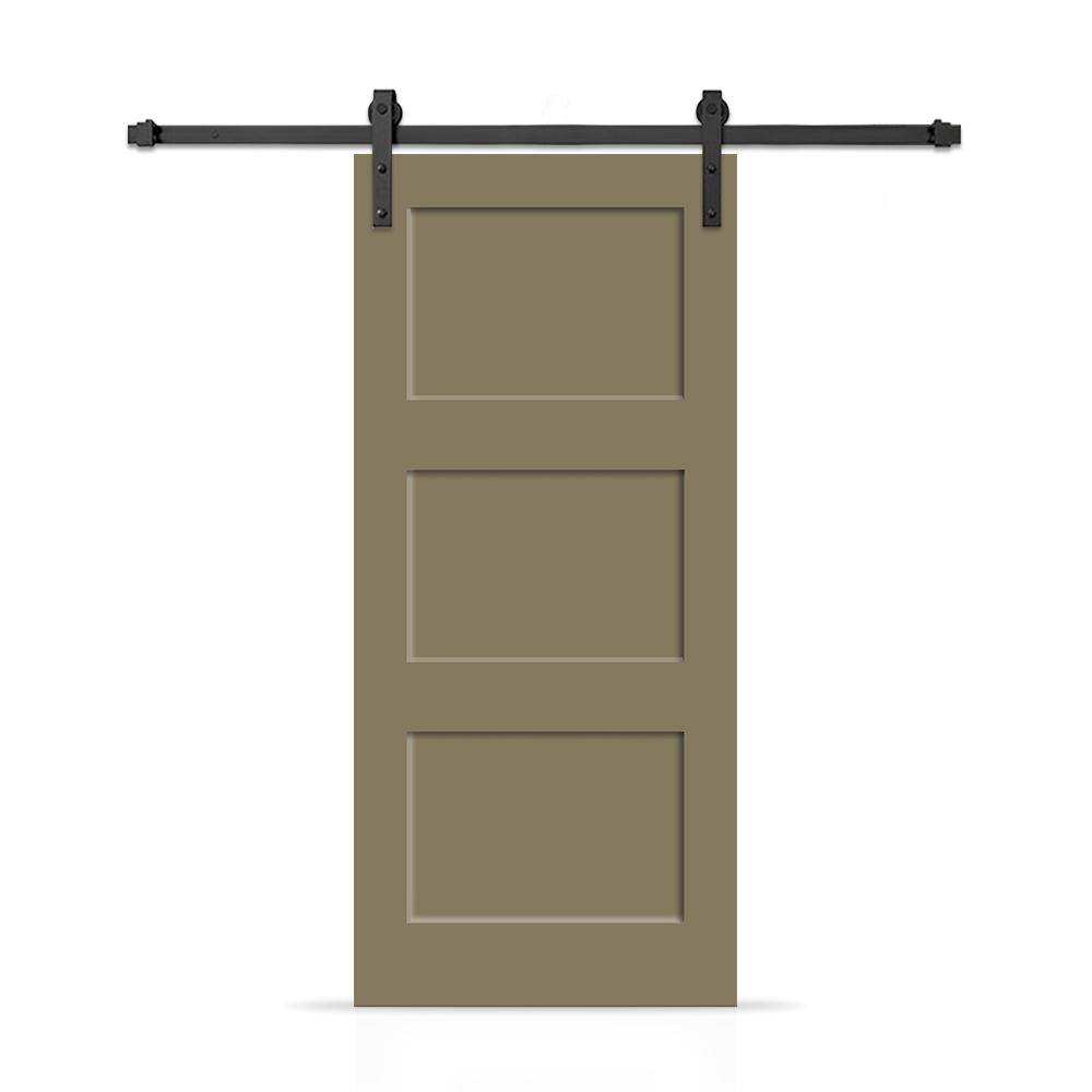24 in. x 80 in. 3 Panel Shaker Hollow Core Olive Green Painted Composite Interior Sliding Barn Door with Hardware Kit price history on PriceWatchPro