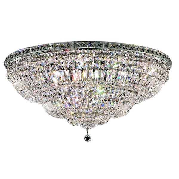 Elegant Lighting 18-Light Chrome Flushmount with Clear Crystal