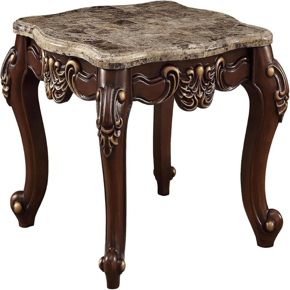 HOME IMPORTS EMPORIUM 30 in. Brown Rectangle Faux Marble End Table ...