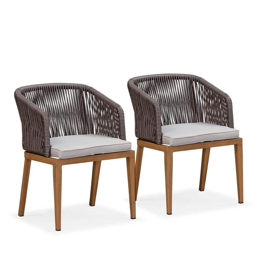 PURPLE LEAF Outdoor Patio Wicker Dining Chairs with Cushions Aluminum