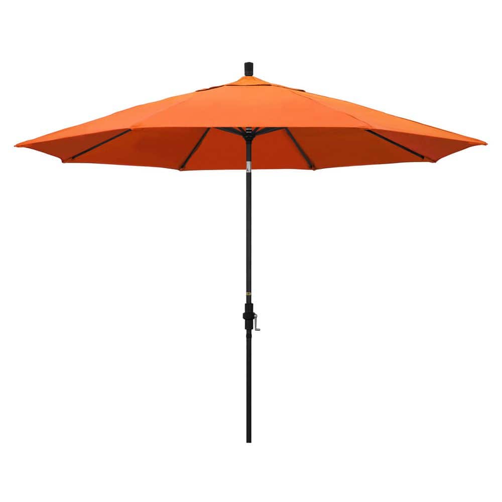 11 ft. Black Aluminum Market Patio Umbrella with Aluminum Ribs Collar Tilt Crank Lift in Tangerine Sunbrella price history on PriceWatchPro