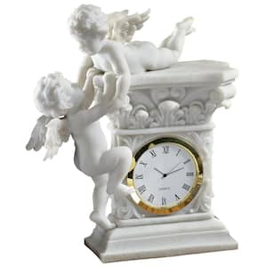 Baroque Twin Cherubs Bonded Marble Desktop Clock