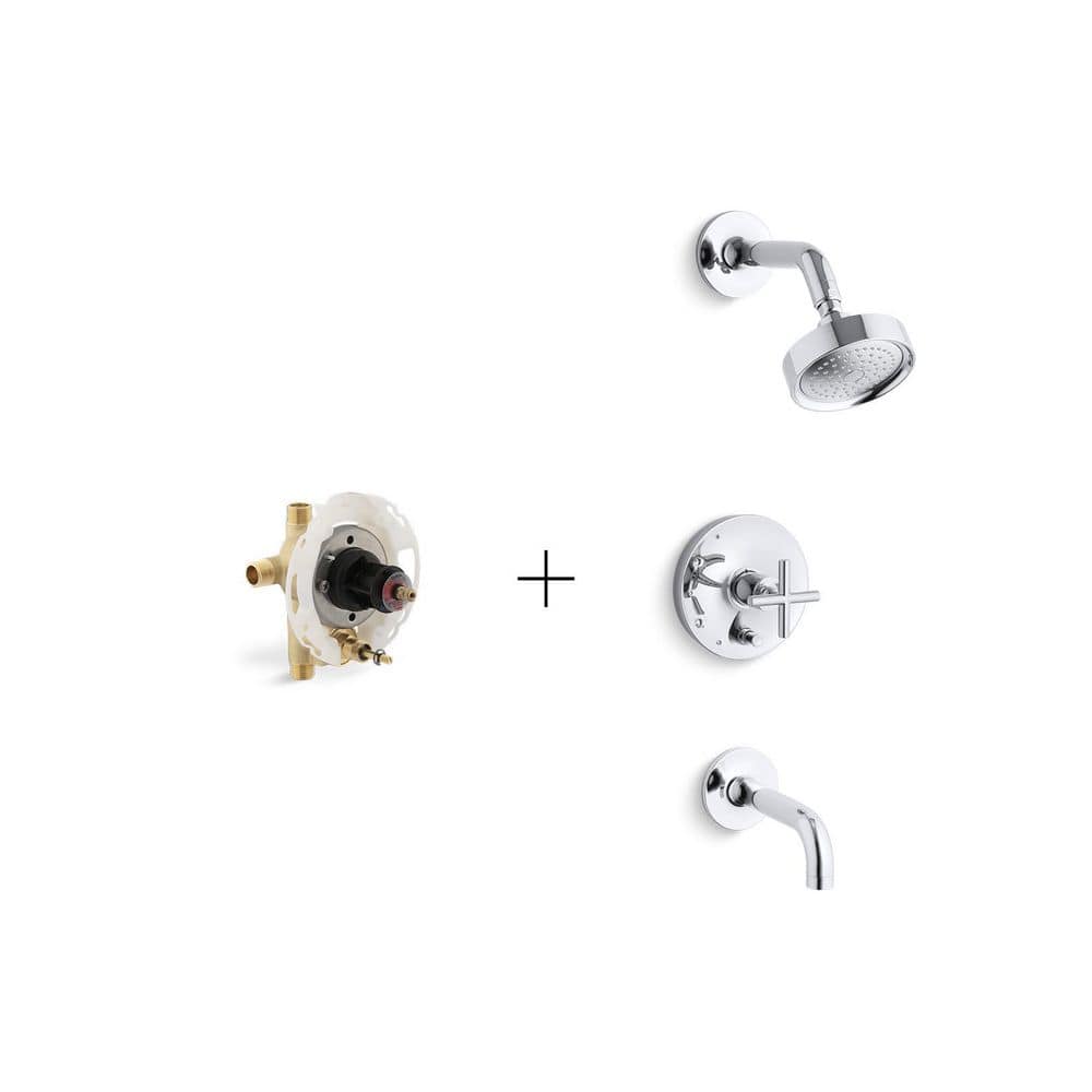 Rite-Temp Brass Pressure-Balancing Valve with Push-Button Diverter