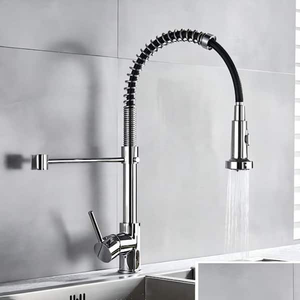 Single-Handle High Arc Pull Down Sprayer Kitchen Faucet in Chrome