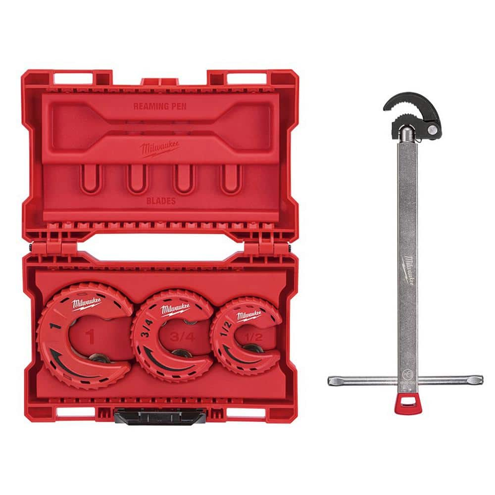 Milwaukee Close Quarters Tubing Cutter Set with 1.25 in. Basin Wrench 4 Piece 48 22 4263 48 22 7001 The Home Depot