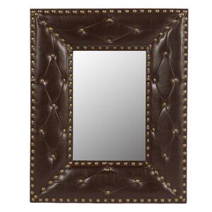 21 in. W x 26 in. H Medium Rectangular PU Covered MDF Framed Wall Bathroom Vanity Mirror in Brown