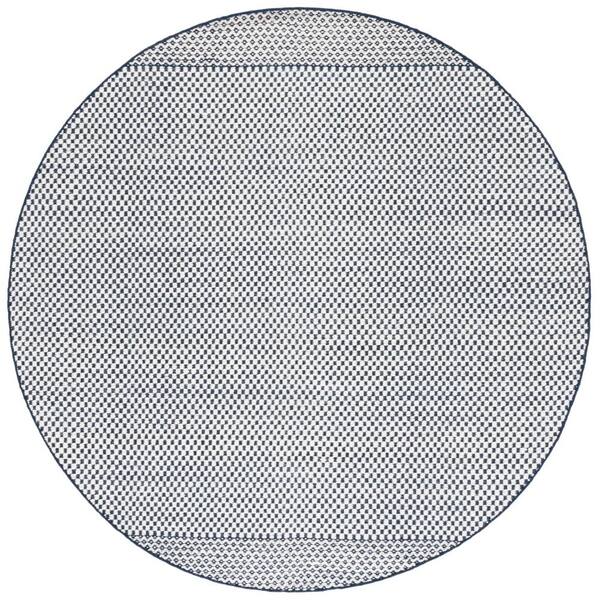 Vermont 6 ft. x 6 ft. Navy/Ivory Check Round Rug