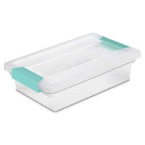 3 qt. Plastic Small File Clip Box Storage Tote Container in Clear with Lid