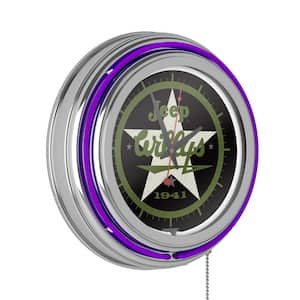 Jeep Purple Willys 1941 Lighted Analog Neon Clock